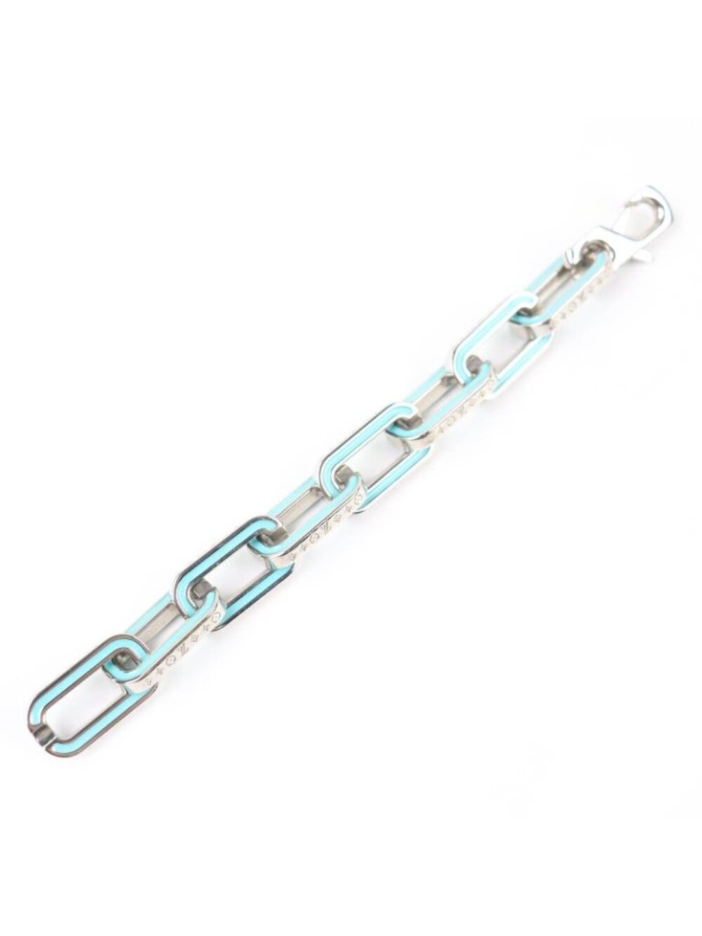 Louis Vuitton Bracelet Monogram Links Chain Silver Blue-m - Picture 3 of 6